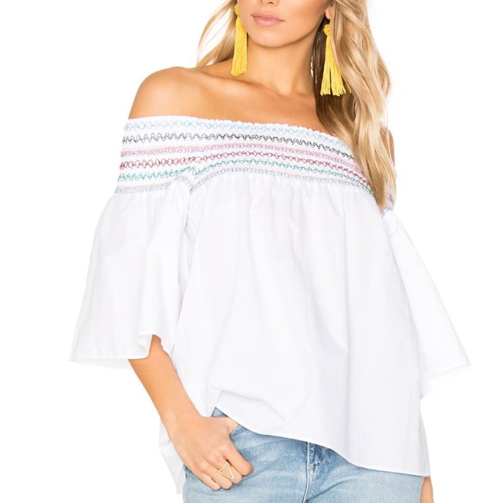 Parker Yasmin Blouse Off The Shoulder Embroidered Xs